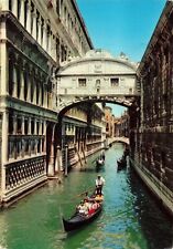 Venice Italy, Bridge of Sighs, Gondola Boats on the Canal, Vintage Postcard picture