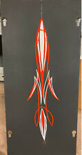 Custom painted pinstriping panel White and red garage art mancave picture