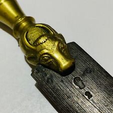 Antique German Brass Bull Handle Sharpening steel 11.5