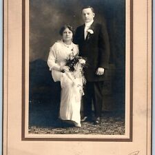 c1900s Cleveland Ohio Man Woman Flowers Cabinet Card Photo Marriage Litkewicz 1F picture