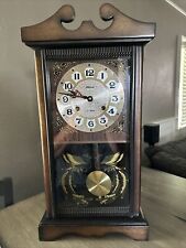Vintage Alaron 31 Day Key Wind Time Strike Mantel Wall Clock Key and Pendulum picture