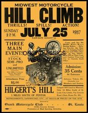 1937 HILL CLIMB MOTORCYCLE RACING 12X16 RACE POSTER OZARK CLUB ST LOUIS MISSOURI picture