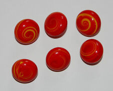 VINTAGE 6 SWIRLY JAPANESE GLASS BUTTONS 16mm RED & YELLOW 16mm picture
