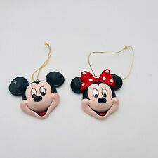 Vintage Schmid Disney Minnie & Mickey Mouse Ceramic Face Ornament 3” Lot 2 picture