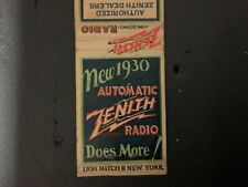 1930 -Matchbook- New 1930 AUTOMATIC ZENITH RADIO- Margate City, N.J. - #2496 picture