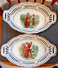 Vtg. Oval Plates With Lettice Design Made in Germany, Set of 2, 1970s? picture