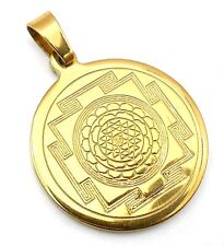 Indian Traditional Stainless Steel Gold Plated Sri Yantra Pendant For Unisex picture