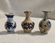 Vintage Lot of 3 Miniature Vases Mexico Tonala Edwards Pottery  picture
