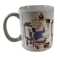Norman Rockwell Triple Portrait Mug Coffee Cup Rimmed Vintage picture