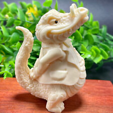 2.8'' Unique Genuine Tagua Nut Hand Carved Crocodile Healing Decoration Gift.1pc picture
