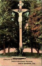 Santa Barbara California Crucifix In Cemetery Mission Old Postcard C-1910 picture