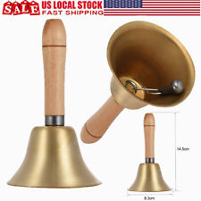 Brass Hand Bell Loud Call Bell Handbell With Wooden Handle for Service Game Z2A8 picture