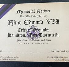 Memorial Service Admission Ticket King Edward VII May 20 1910 Cricket Grounds picture