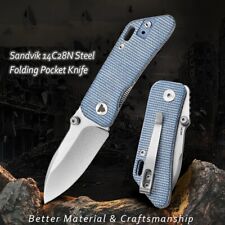 Mini Drop Point Folding Knife Pocket Hunting Survival 14C28N Blade G10/Micarta S picture