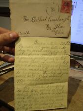 1892 Pavonia Mifflin Ashland County Ohio Amsbaugh Family Handwritten Letter Mail picture