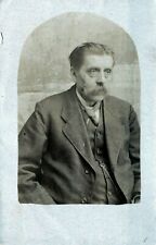 Stylish Old Gentleman Waist Coat Mustache Posed Real Photo RPPC Vintage Postcard picture