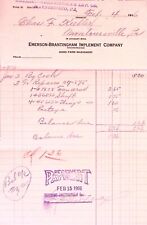 Emerson Brantingham Implement Co Good Farm Machinery 1916 Invoice Waynesboro PA picture