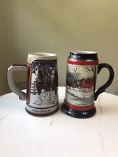 Budweiser 1989 Collector's Series Holiday Winter Clydesdales Beer Stein Mug picture