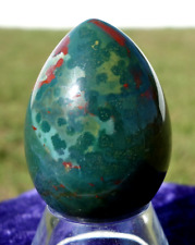 Genuine BLOODSTONE Crystal EGG a Rich India Deep Green & Red For Sale picture