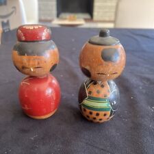 Antique Japanese Wooden Kokeshi Dolls Asian Collectable Lot of 2 picture