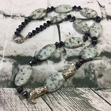 Alligator Beaded Necklace Speckled Stones Black Cut Beads Fashion Jewelry  picture