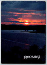 c1960s Ozarks Fishing Boat Harbor Sunset Vintage Postcard picture