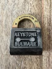 Vintage Antique Old E.T Fraim Keystone Bulwark Iron Brass Shackle Padlock No Key picture
