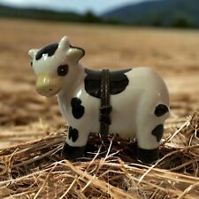 Vintage Holstein Cow Hinged Trinket Box picture