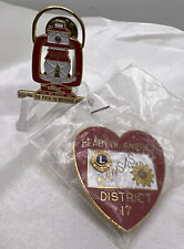 Lot of 2 Vtg Lions Club Lapel Collectible Pin Kansas Heart Of America Brisbane picture