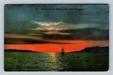 San Francisco CA-California Sunset On The Golden Gate Sailboat Vintage Postcard picture