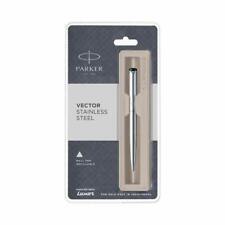 1 PACK PARKER VECTOR STAINLESS STEEL CT BALL PEN BLUE INK picture