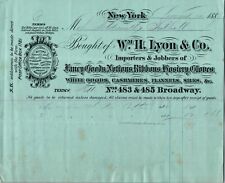 c1887 William H Lyon Fancy Goods 483 485 Broadway St New York NY Billhead Paper picture