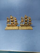 Pair Vintage Nautical Ship Heavy Cast Iron Book Ends BRONMET . picture