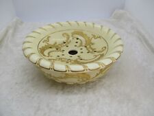 Vintage Antique Pottery Berry Plate with Holes and Under Bowl with Embossed Gold picture