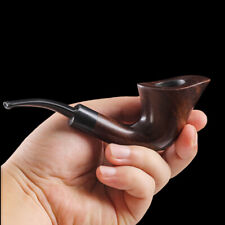 Classic Ebony Wood Pipe Handmade Solid Wood Pipe Tobacco Cigarettes Cigar Pipes picture