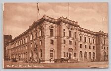 Postcard The Post Office San Francisco California 33x Sepia cars horses picture