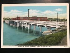 Vintage Postcard 1934 Queen City Bridge Merrimack Rvr Manchester New Hampshire picture
