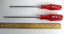 Rare Vintage Set of 2 USAG 326 F1 Screwdrivers Clear Red Handle Flat 6x150 7x175 picture