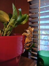 Vintage Ceramic Tabby Cat Figurine Fishbowl Or Plant Pot Hanger  MCM picture