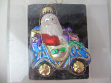 Vintage  Hand Crafted Glass Christmas Santa in Car picture