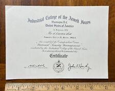 Vintage 1970 certificate Industrial College Armed Forces National Security picture