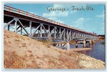c1950s Bridge View, Greetings from Tomah Wisconsin WI Vintage Postcard picture