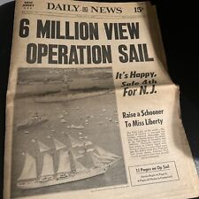 NY Daily News:7/5/76 6 Million operation Sail; Raise A Schooner To Miss Liberty picture