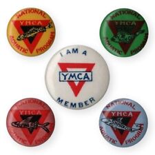 Vtg 1960's YMCA National Aquatic Program Button Pin Lot Swim Club Set Fish Shark picture