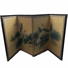 Vintage Large 50X24 Chinese Folding Screen Garden Scene Hand Painted Some Flaws picture