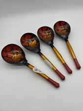Set of 4 Russian Wooden Spoon Traditional Khokhloma 7” picture