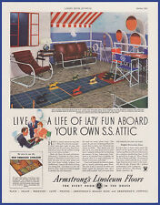 Vintage 1934 ARMSTRONG'S Linoleum Floors Antique Flooring Decor 1930's Print Ad picture