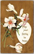 1909 May Your Easter Be Happy Flowers Egg Greetings Wishes Card Posted Postcard picture