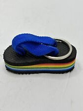 Vintage 80's Rainbow Thong Sandal Blue Strap 2 3/4