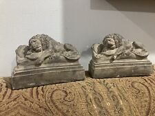 Antq Swiss Lucerne Lions Bookends Pair picture